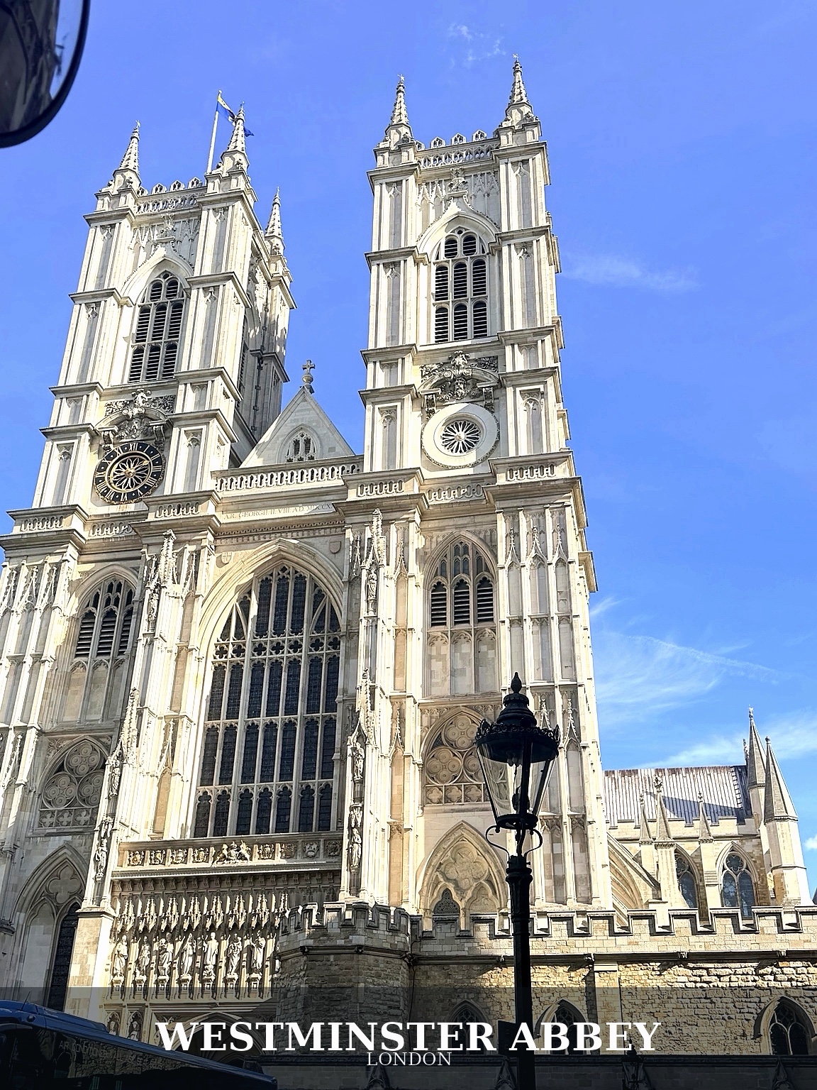 The front of Westminster Abbey with the original Westminster Abbey caption
